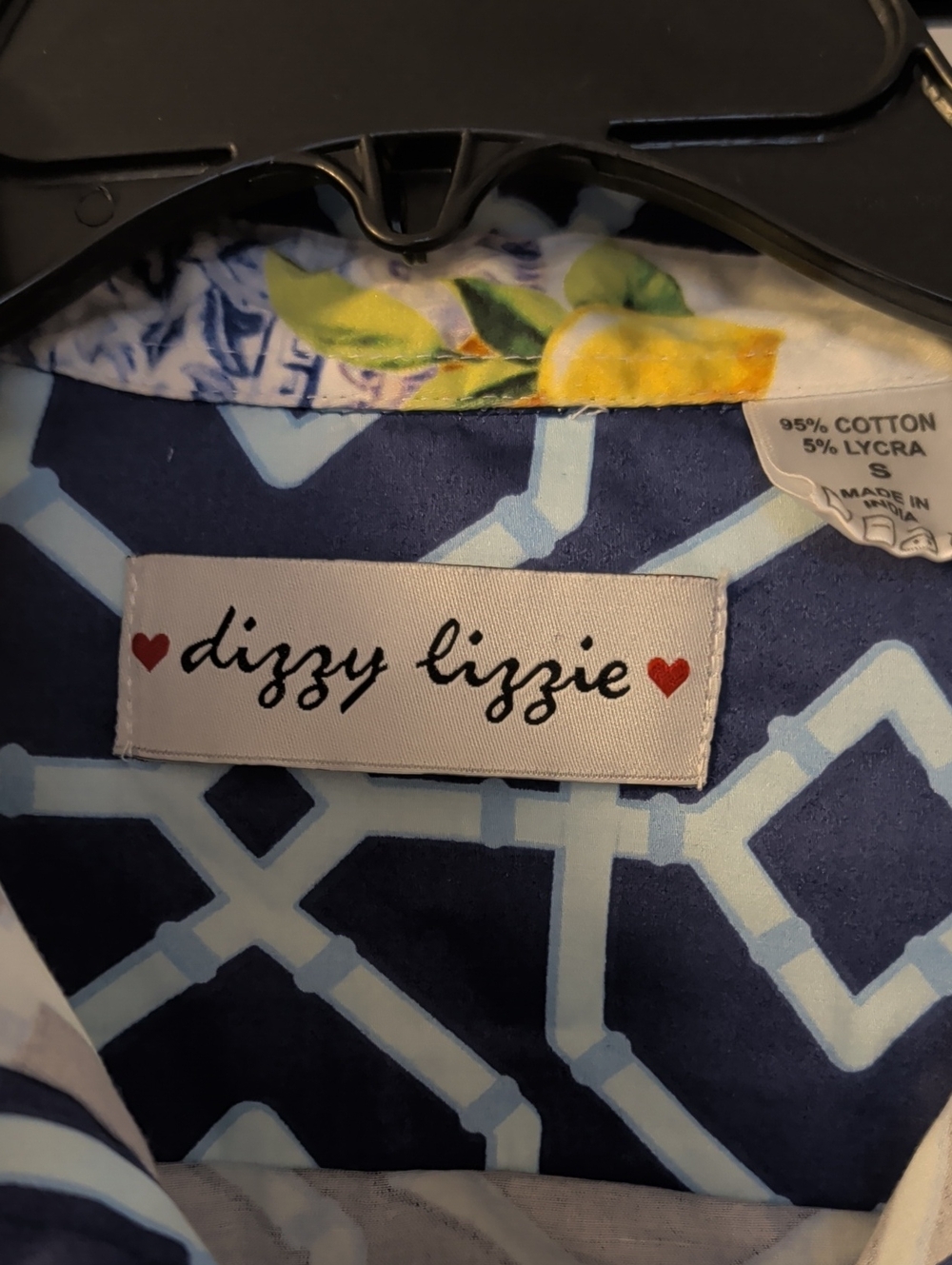 Dizzy Lizzie Navy Geometric Button-Front Shirt Dress - Picture 2 of 11